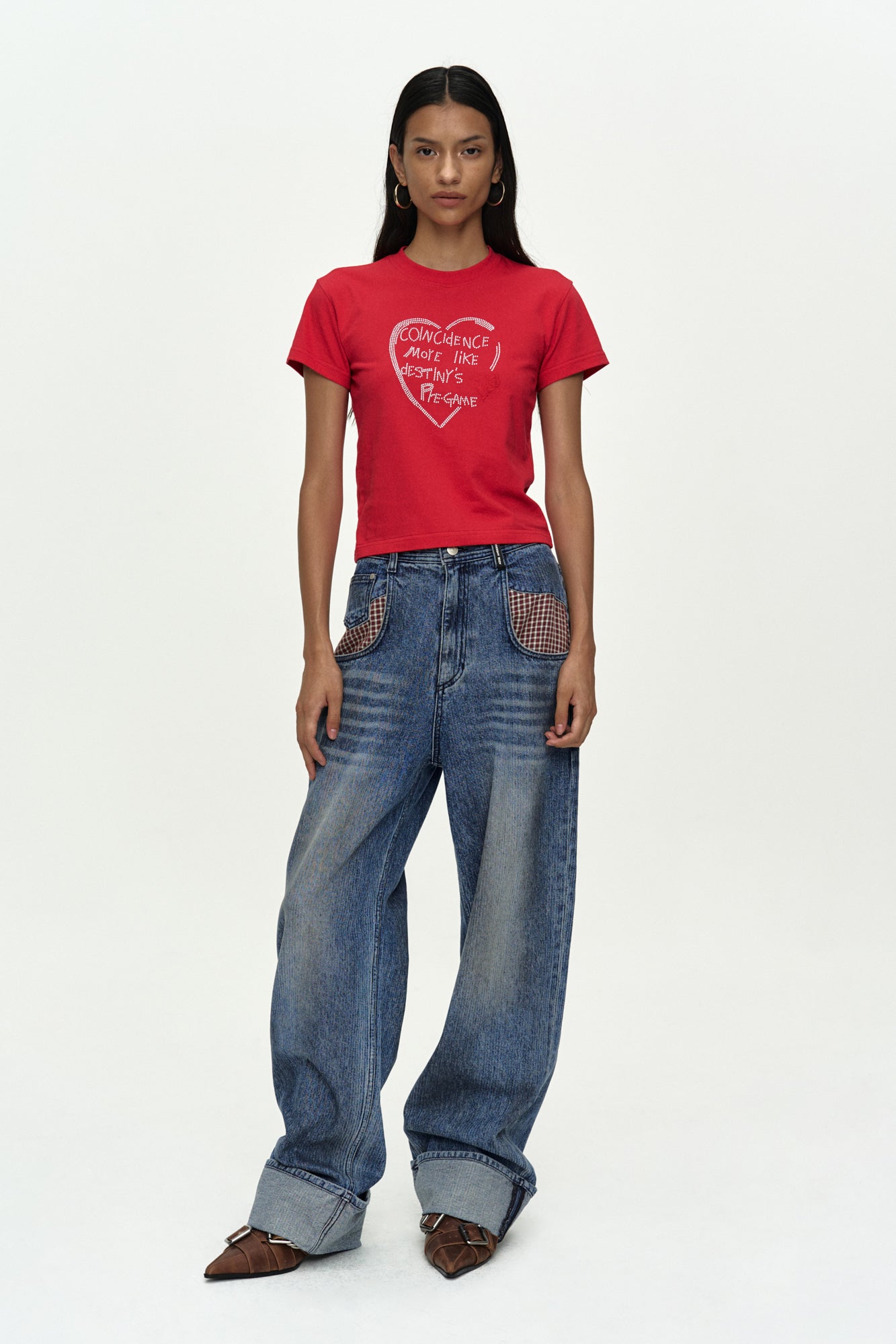 Andersson Bell - Oil Washed Rolled Up Jeans (Blue) product image 3 | TRAB K-Fashion Australia
