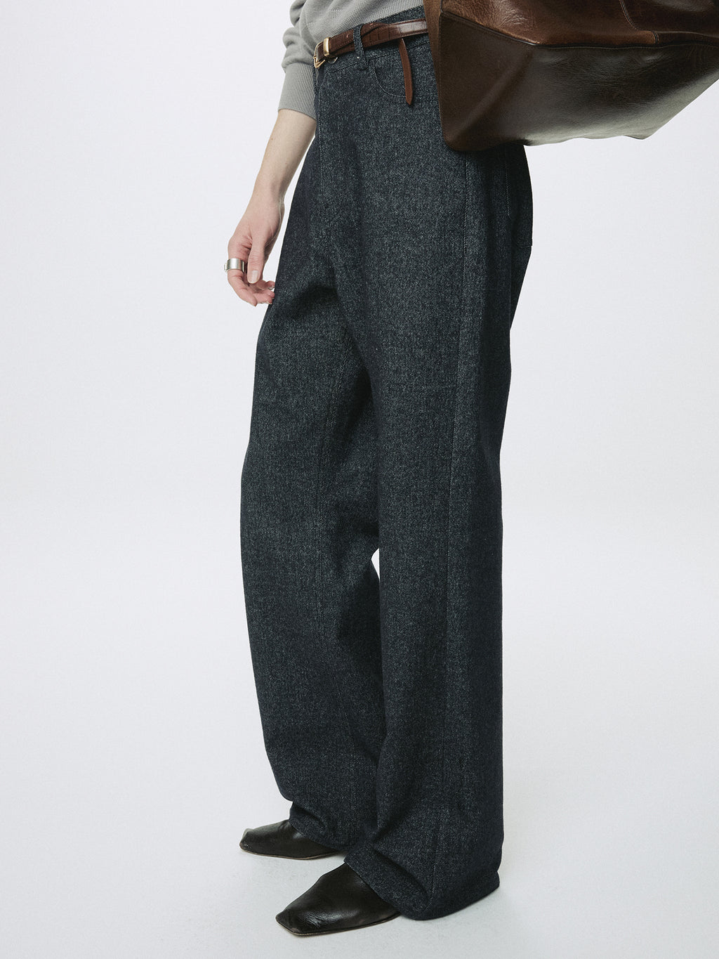 Tonywack - Wool Denim Loose Flared Jeans (Dark Indigo) product image 1 | TRAB K-Fashion Australia
