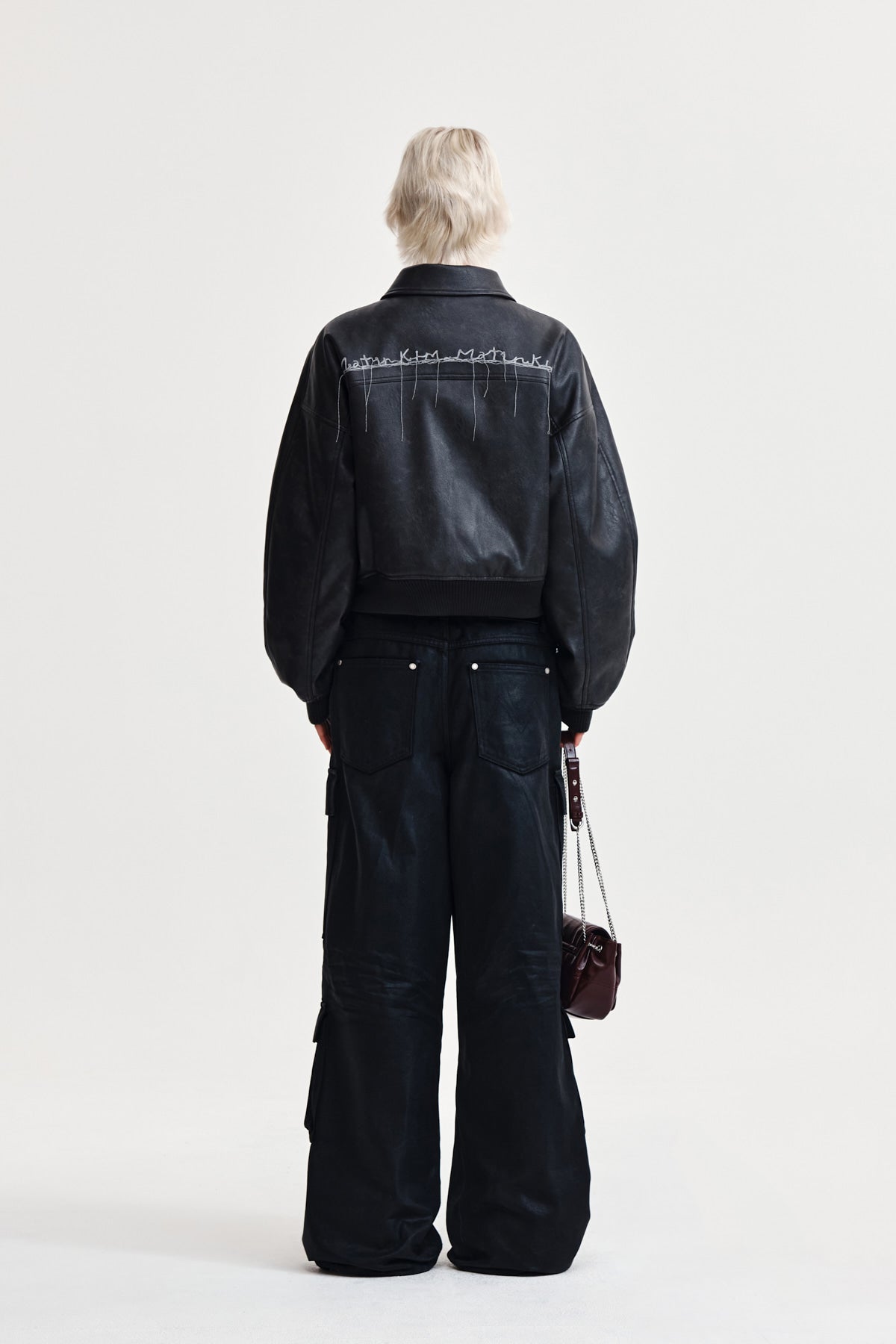 Matin Kim - Faux Leather Out Pocket Jumper (Charcoal) product image 7 | TRAB K-Fashion Australia