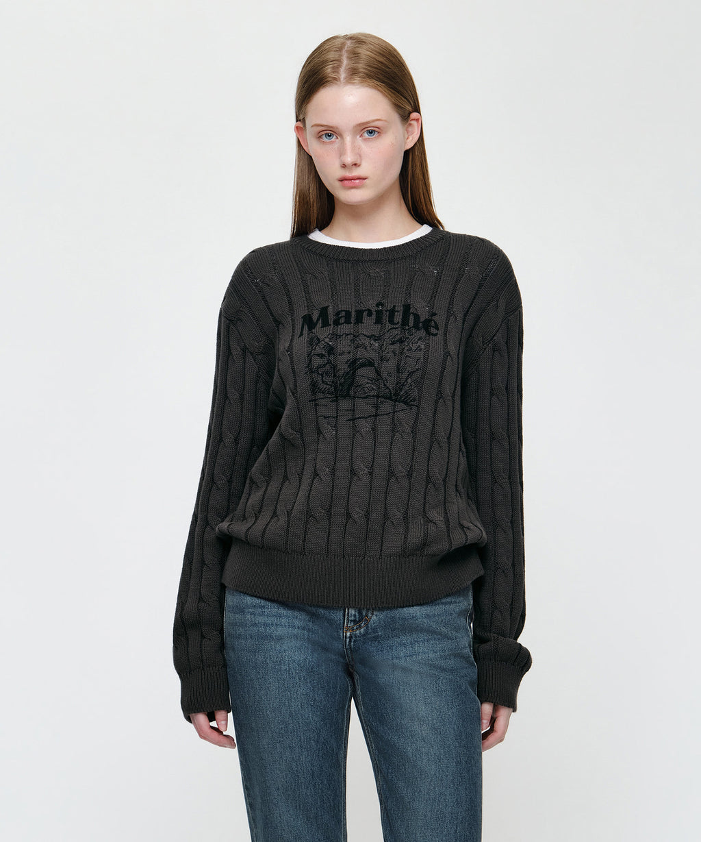 Marithe & Francois Girbaud - Graphic Cable Knit Pullover (Charcoal) product image 1 | TRAB K-Fashion Australia