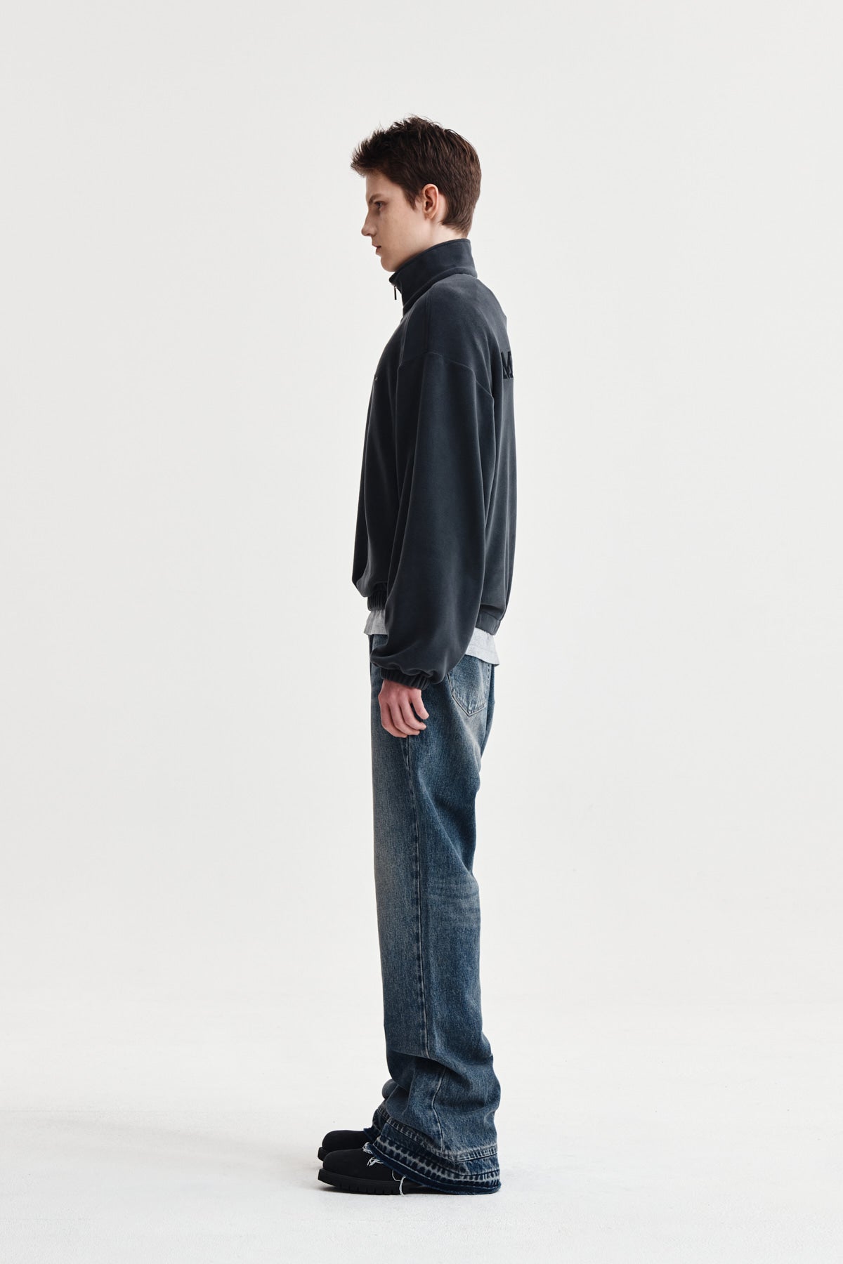 Matin Kim - Sherpa Fleece Half Zip Up Top (Charcoal) product image 11 | TRAB K-Fashion Australia