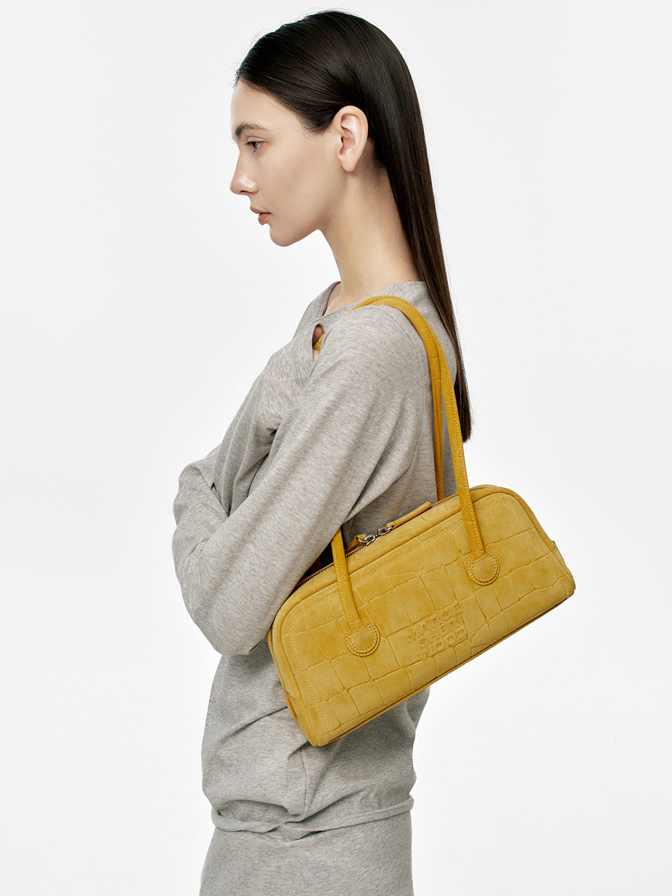 Marge Sherwood - Soft Boston Ew (Mustard Croc-Effect Suede) product image 2 | TRAB K-Fashion Australia