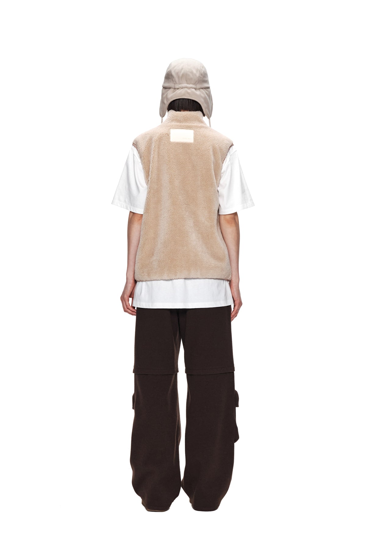 Matin Kim - Round Pocket Fleece Vest (Beige) product image 7 | TRAB K-Fashion Australia