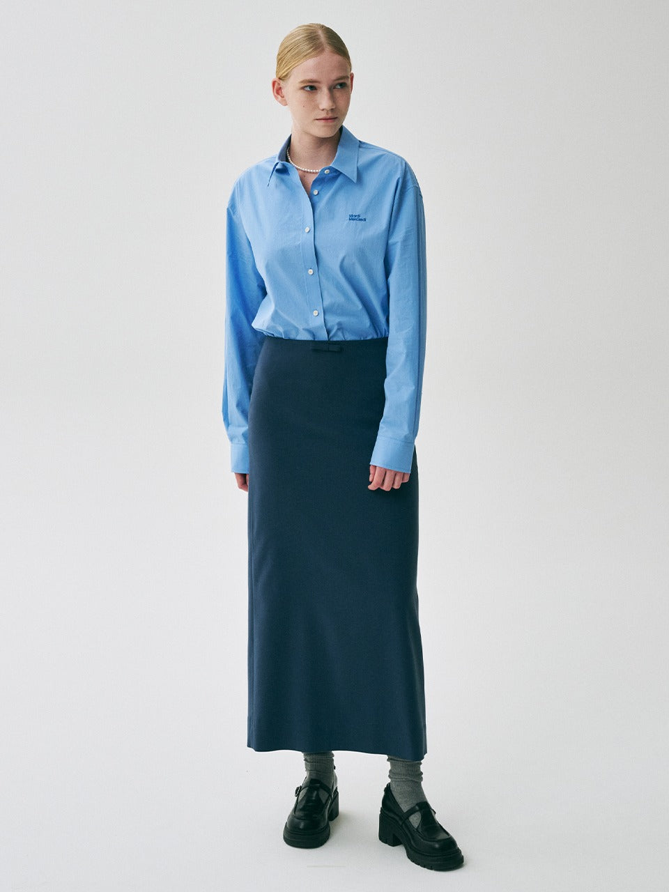 Mardi Mercredi - Maxi Skirt Slit (Blue) product image 1 | TRAB K-Fashion Australia