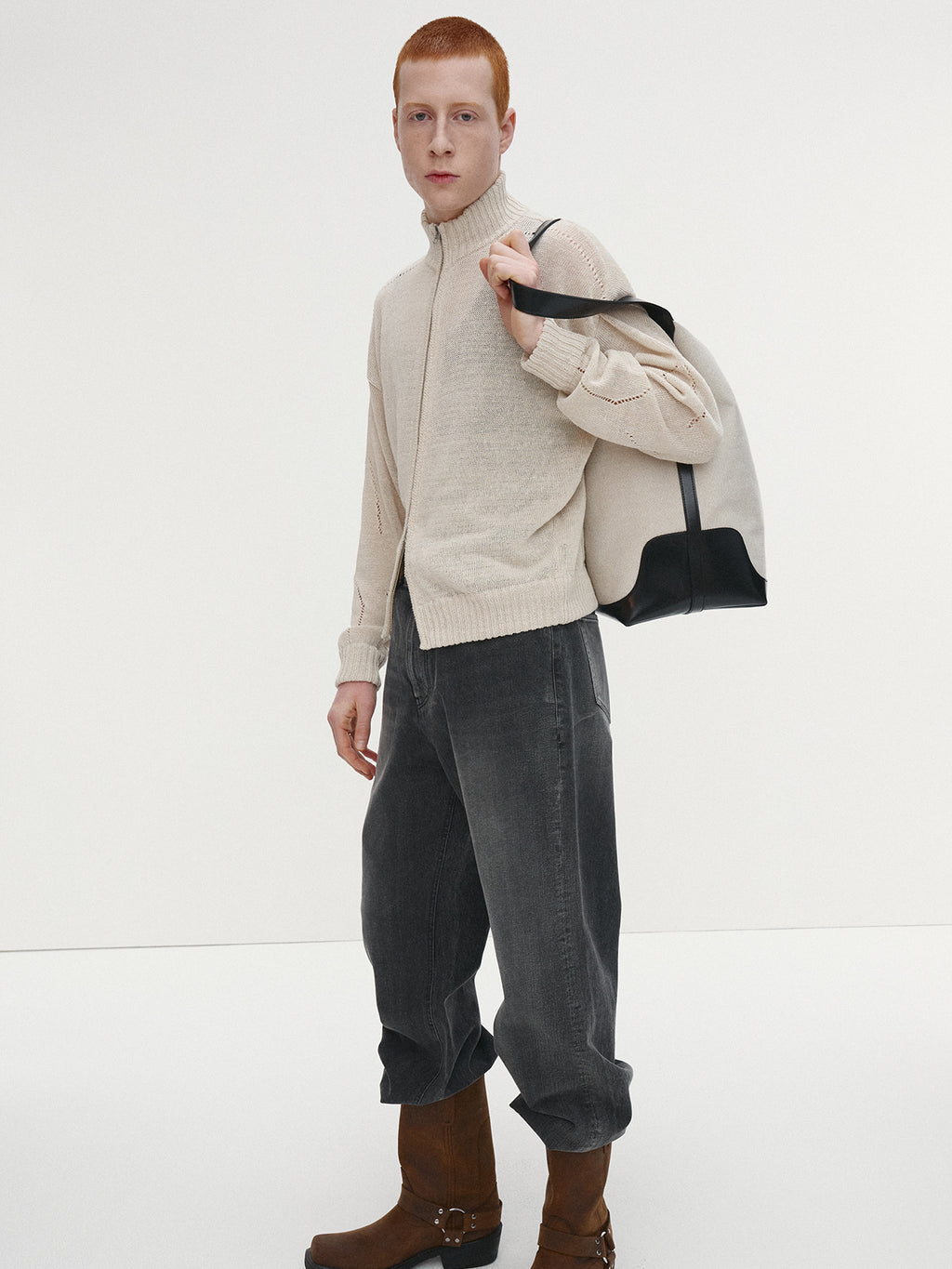 Tonywack - Linen Full Zip Knitted Jumper (Ivory) product image 6 | TRAB K-Fashion Australia