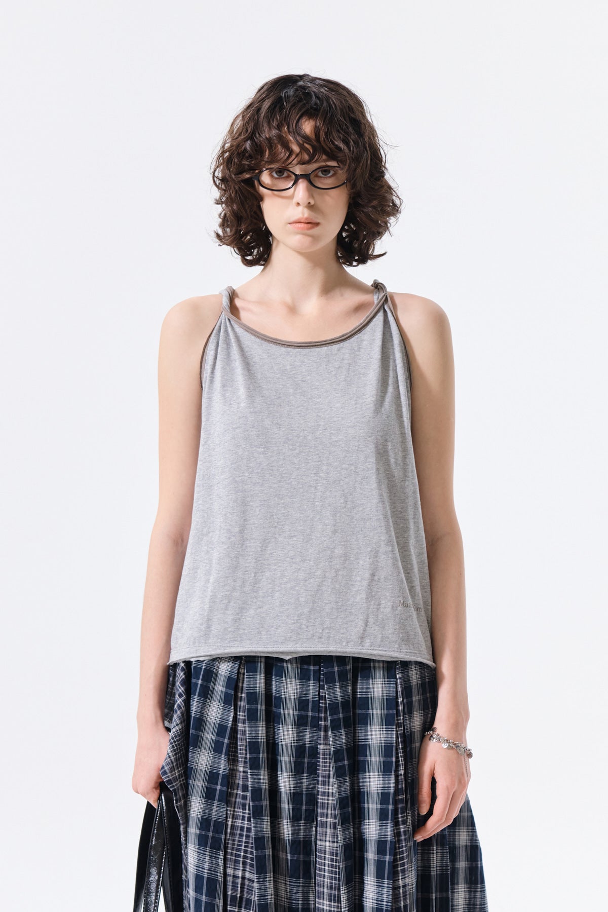Matin Kim - Twist Shoulder Sleeveless Top (Grey) product image 10 | TRAB K-Fashion Australia