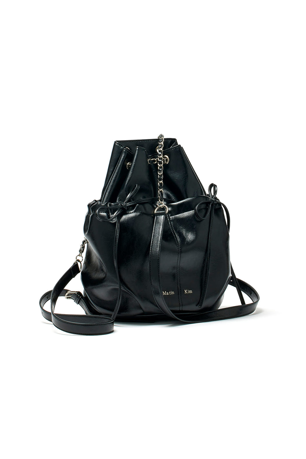 Matin Kim - Draw String Ribbon Back Pack (Black) product image 1 | TRAB K-Fashion Australia