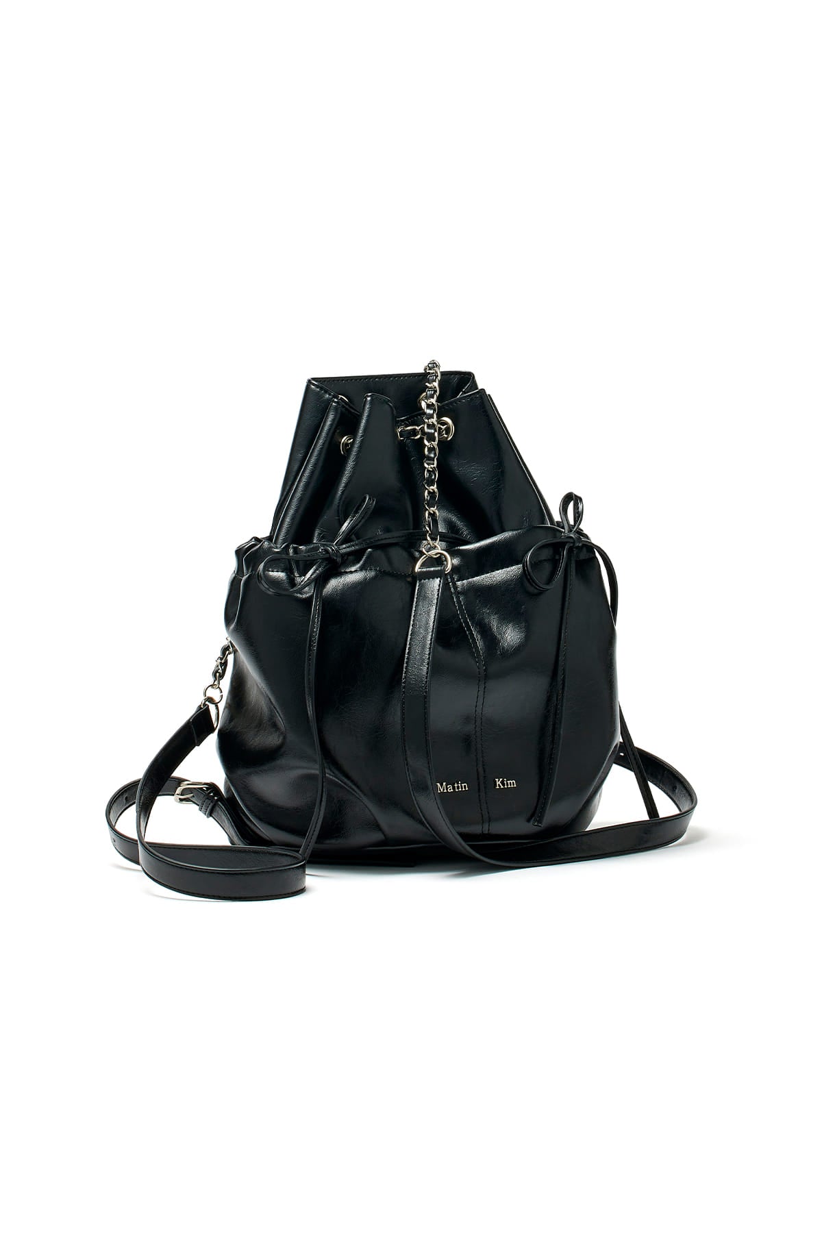 Matin Kim - Draw String Ribbon Back Pack (Black) product image 1 | TRAB K-Fashion Australia