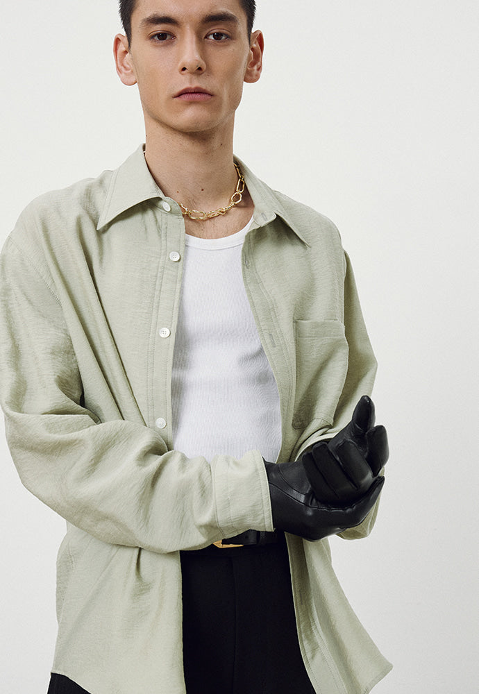 Tonywack - Silk Tencel Brushed Shirt (Pale Green) product image 5 | TRAB K-Fashion Australia