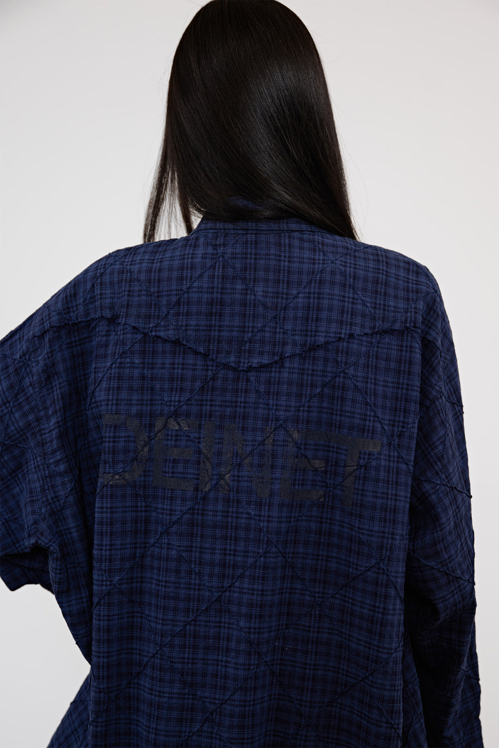 Deinet - Double Checkered Overfit Shirt (Navy) product image 9 | TRAB K-Fashion Australia