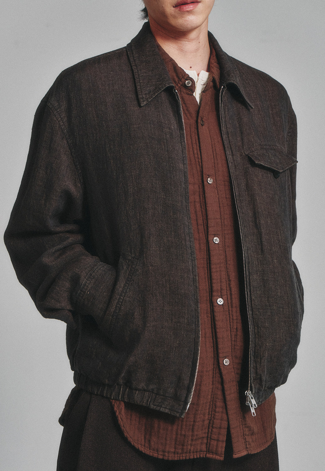 Art if acts - Linen Pocket Blouson (Wood) product image 5 | TRAB K-Fashion Australia