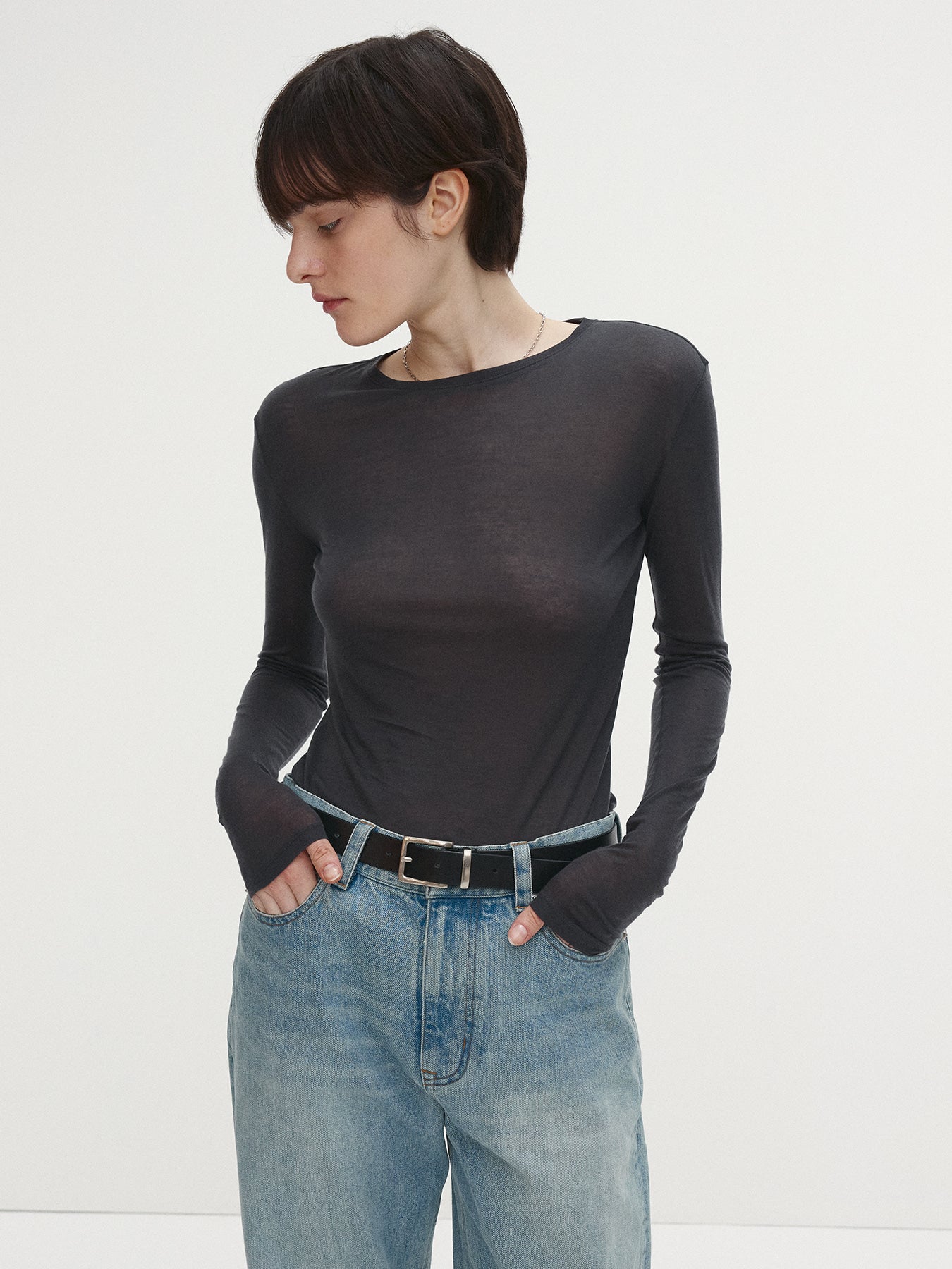 Tonywack - Wool Tencel Long Sleeve (Charcoal) product image 1 | TRAB K-Fashion Australia