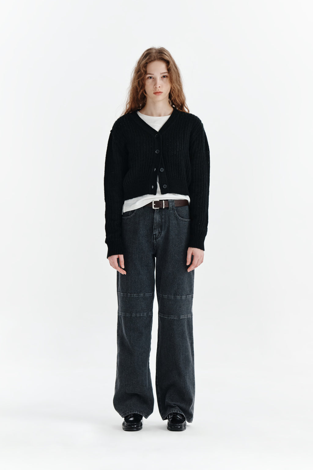 Matin Kim - Knee Point Stripe Denim Pants (Grey) product image 10 | TRAB K-Fashion Australia