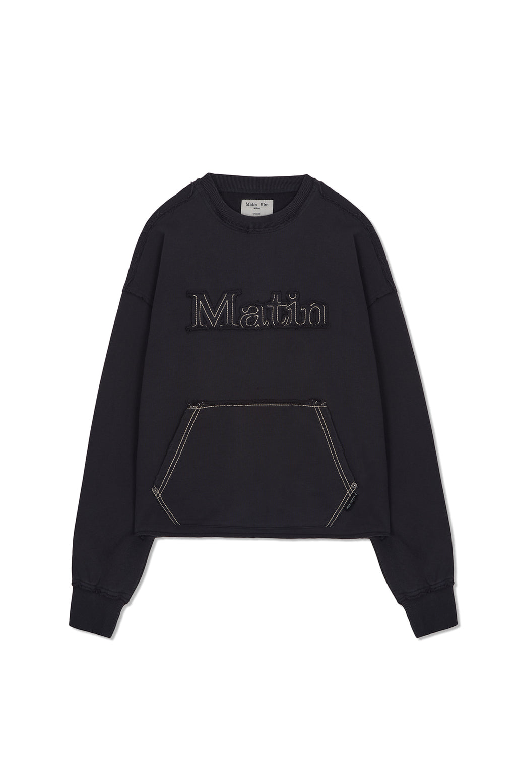 Matin Kim - Raw Cut Applique Sweatshirt (Charcoal) product image 1 | TRAB K-Fashion Australia