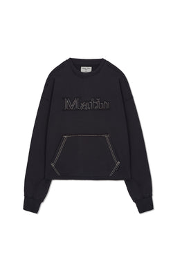 Matin Kim - Raw Cut Applique Sweatshirt (Charcoal) product image 1 | TRAB K-Fashion Australia