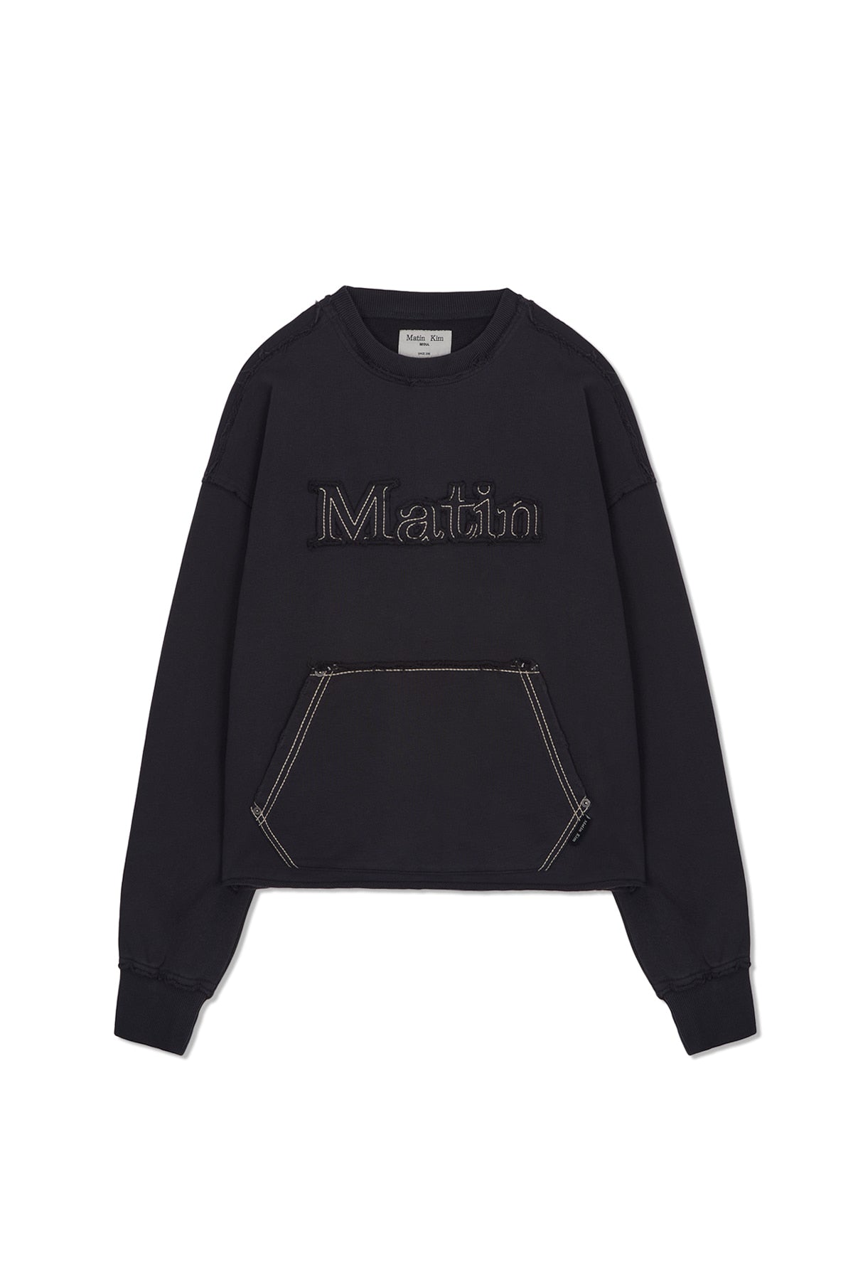 Matin Kim - Raw Cut Applique Sweatshirt (Charcoal) product image 1 | TRAB K-Fashion Australia