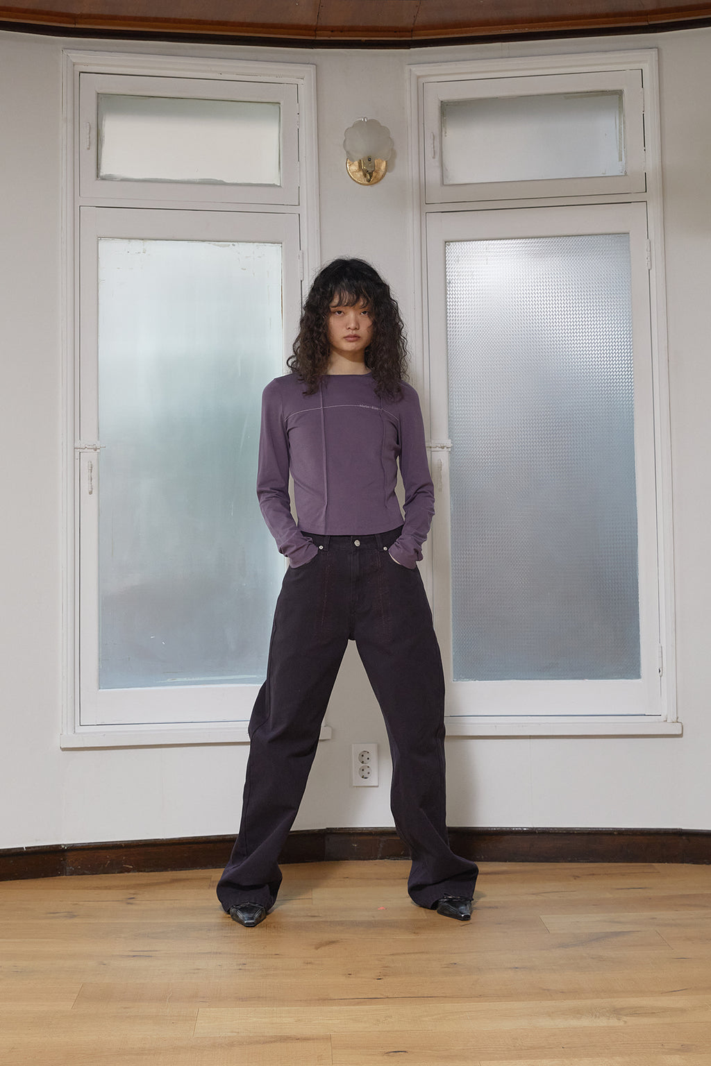 Matin Kim - Tuck Detail Small Logo Top (Purple) product image 12 | TRAB K-Fashion Australia