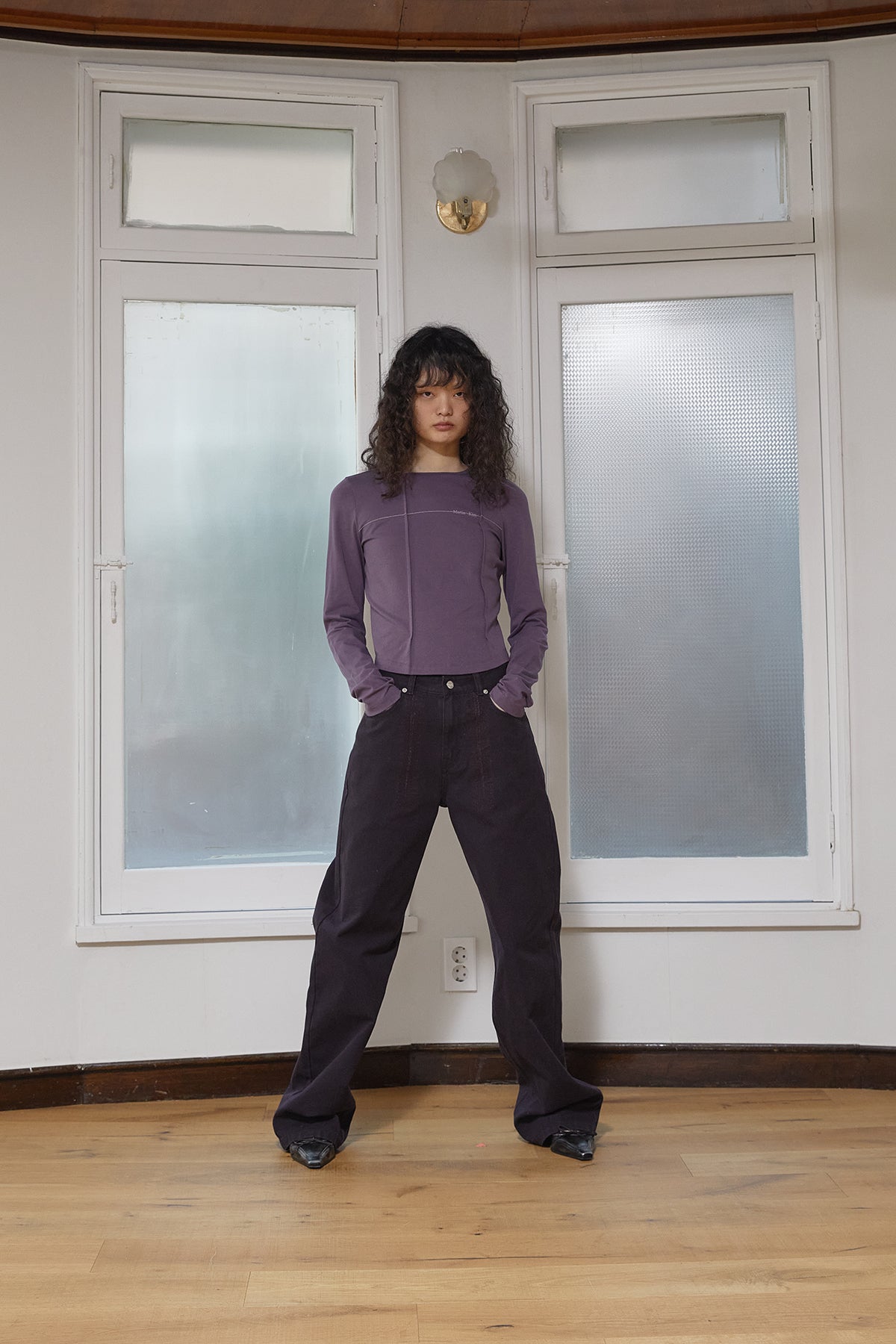 Matin Kim - Tuck Detail Small Logo Top (Purple) product image 12 | TRAB K-Fashion Australia