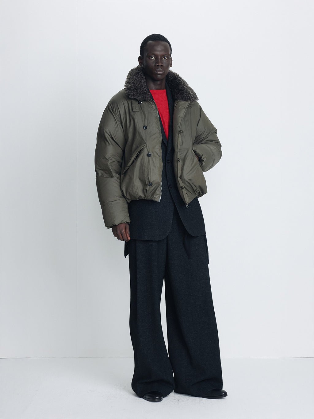 Tonywack - Shearling Collar Puffer Blouson (Olive) product image 1 | TRAB K-Fashion Australia