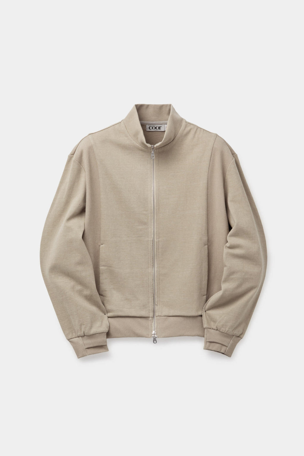 Coor - Washed Cotton Stand Collar Mixed Zip-Up (Washed Beige) product image 1 | TRAB K-Fashion Australia