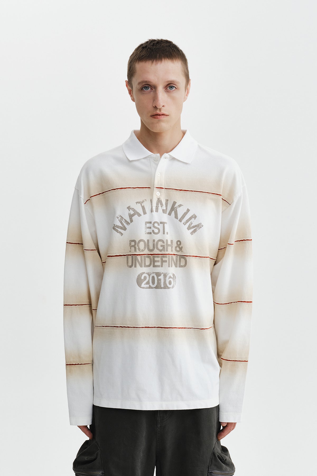 Matin Kim - Reveal Stripe Logo Collar Top (Cream) product image 7 | TRAB K-Fashion Australia