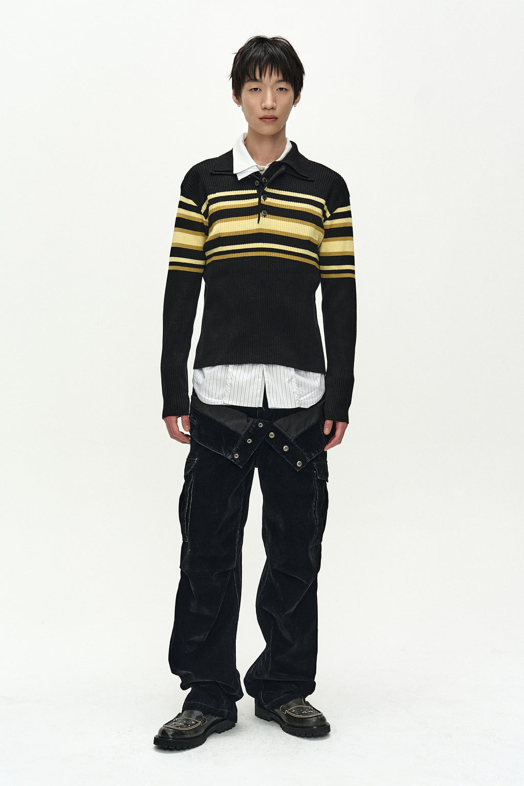 Andersson Bell - Flock Velvet Double Waist Wide-Leg Jeans (black) (Black) product image 10 | TRAB K-Fashion Australia