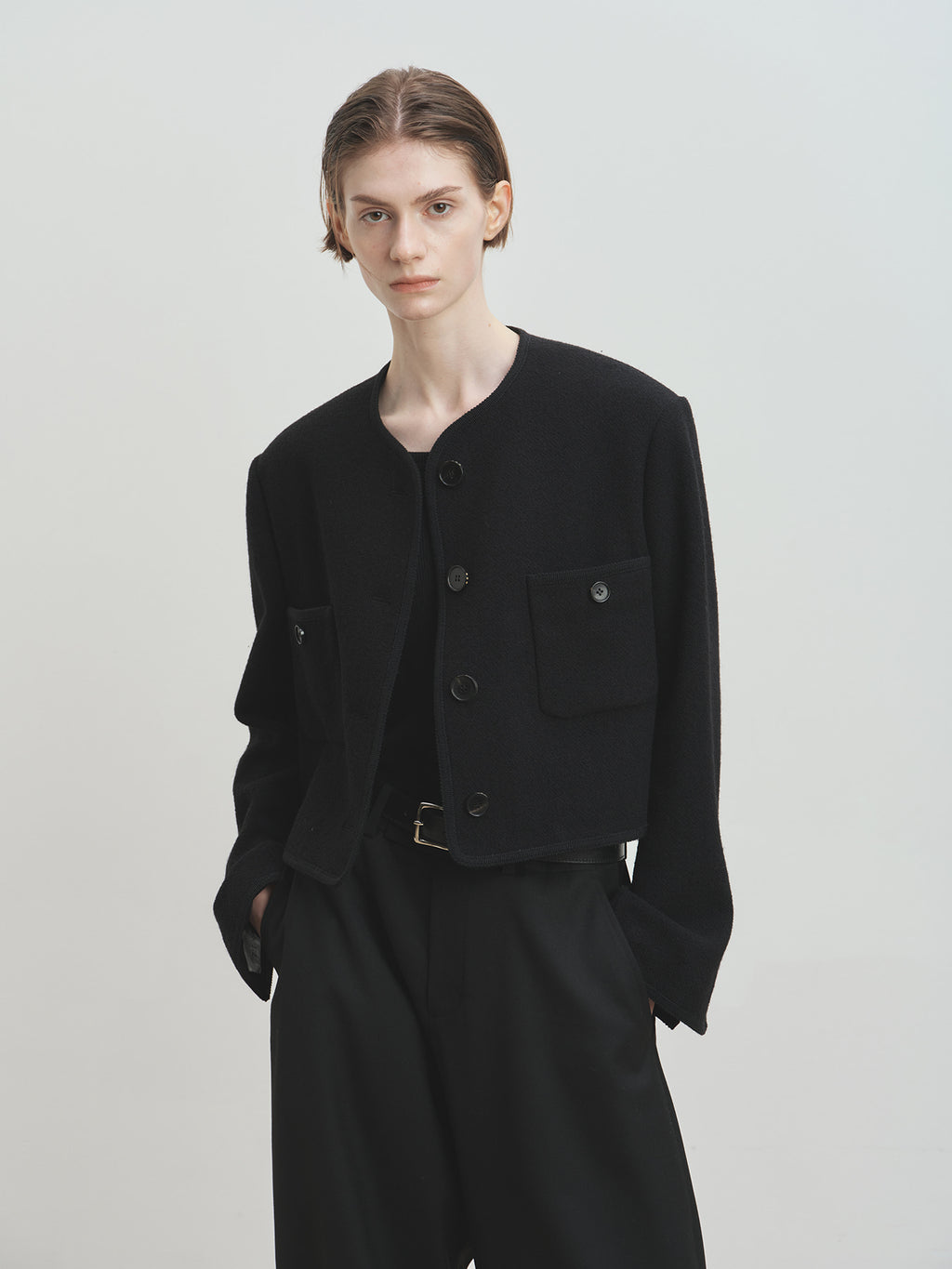 Tonywack - Wool Tweed Cropped Jacket (Black) product image 4 | TRAB K-Fashion Australia
