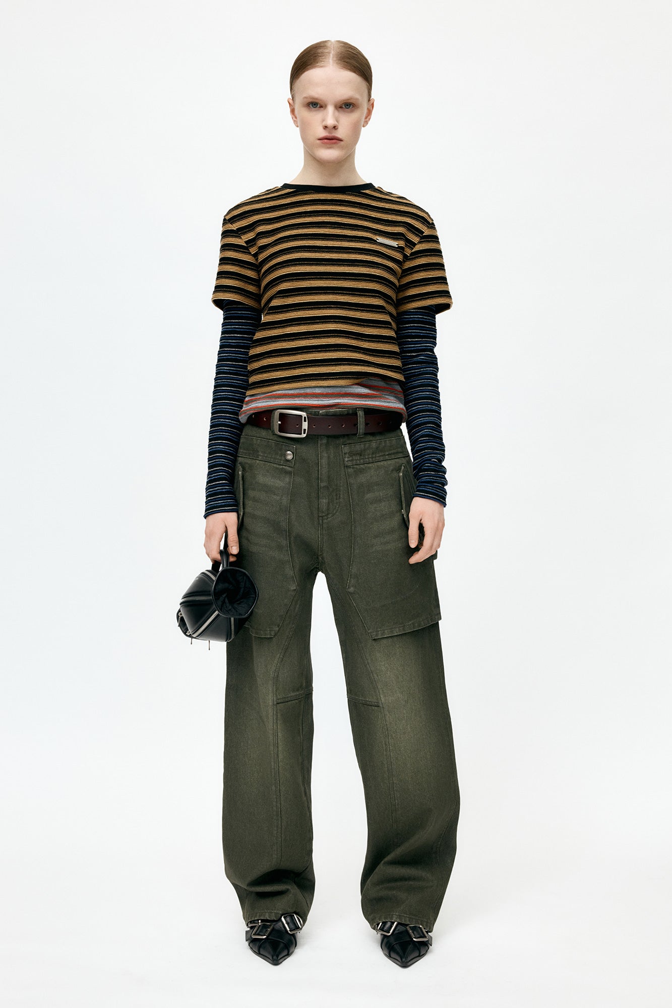 Andersson Bell - Unisex Raptor Layered Wide-Leg Jeans (Washed Green) product image 9 | TRAB K-Fashion Australia