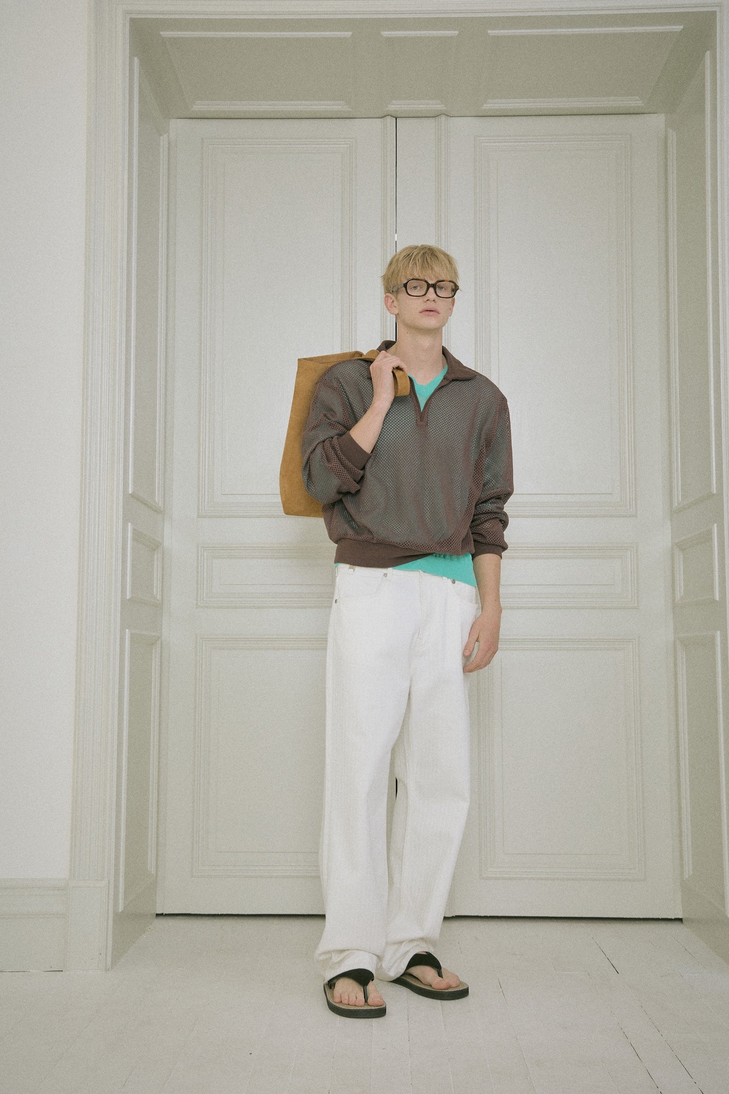 STU - Net V-Neck Collar Knit (Brown) product image 11 | TRAB K-Fashion Australia