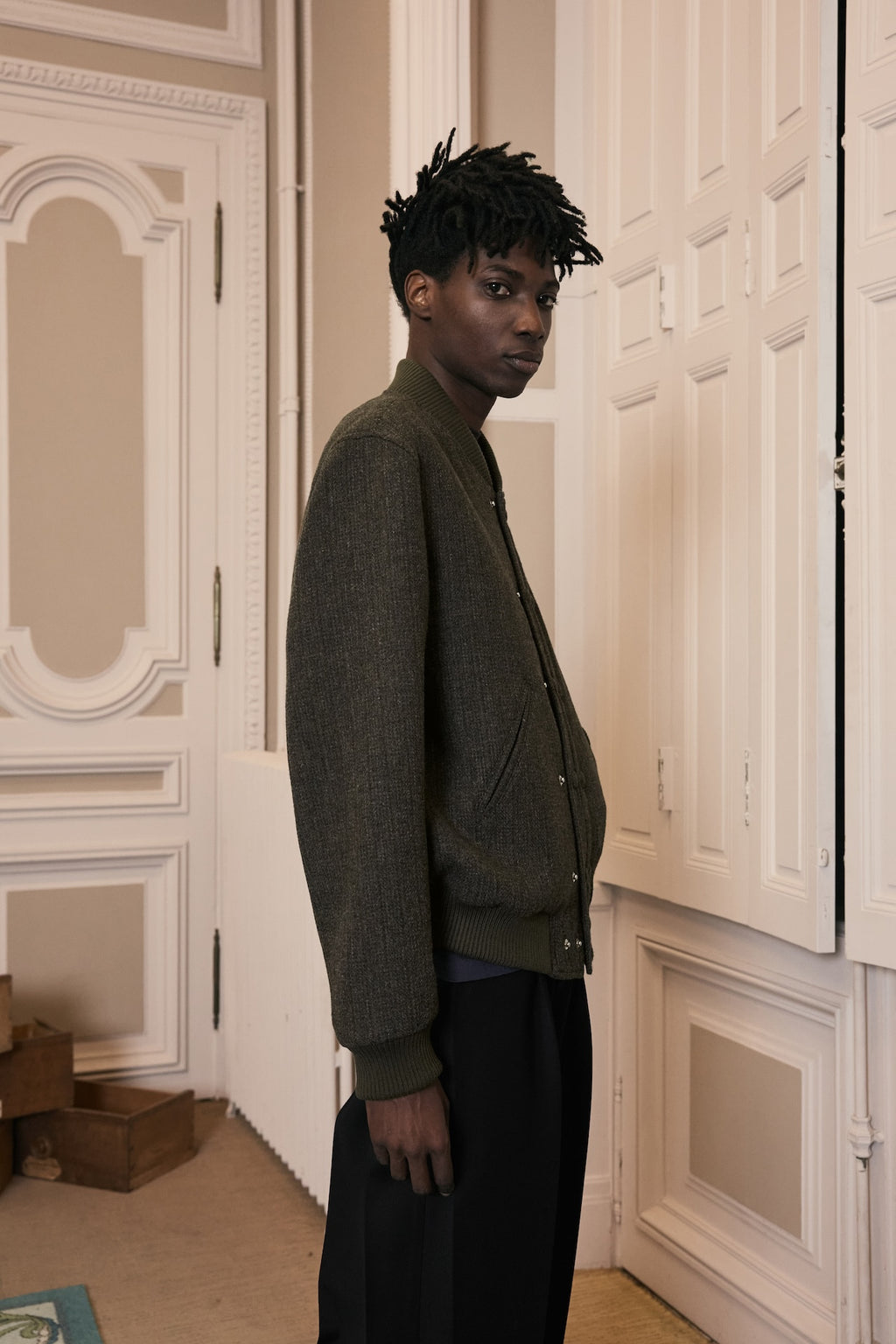 STU - Double Placket Varsity Jacket (Khaki) product image 9 | TRAB K-Fashion Australia