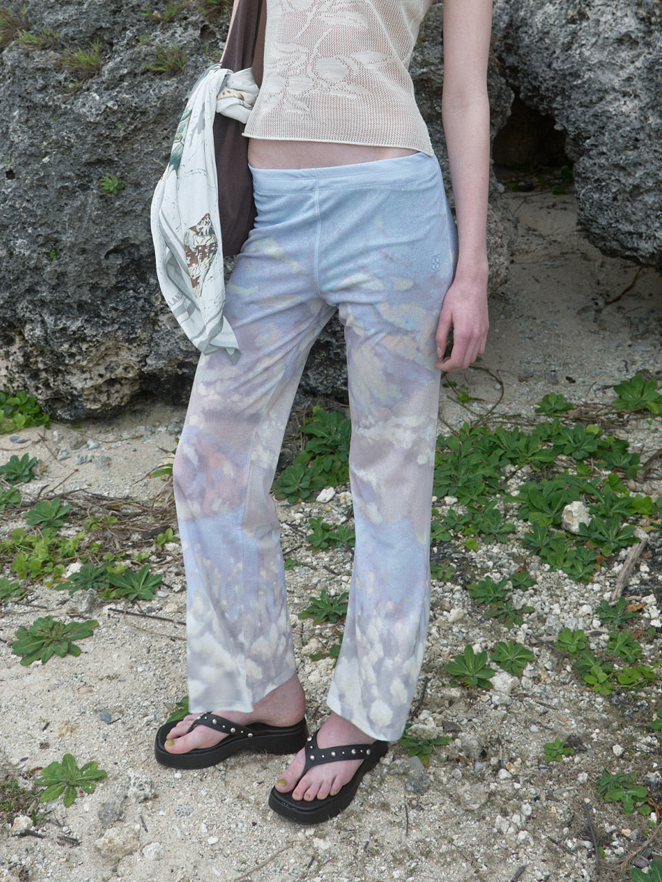 Kijun - Print Flared Pants (Print Blue) product image 1 | TRAB K-Fashion Australia