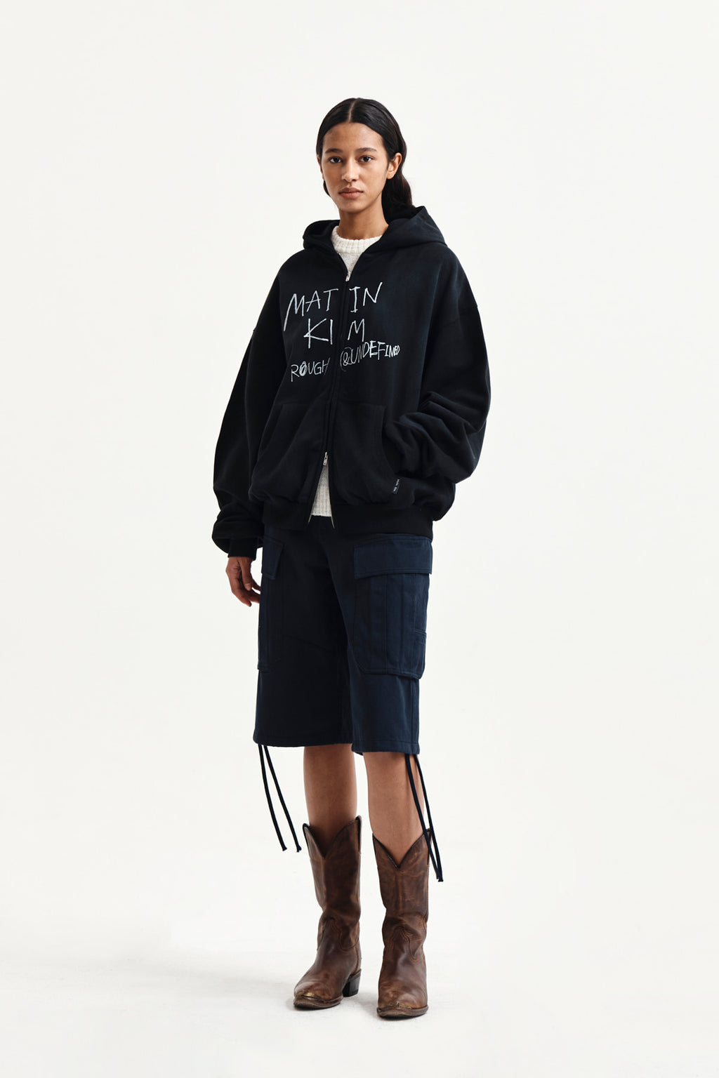 Matin Kim - Vintage Washed Graffiti Hoody Zip Up (Black) product image 9 | TRAB K-Fashion Australia