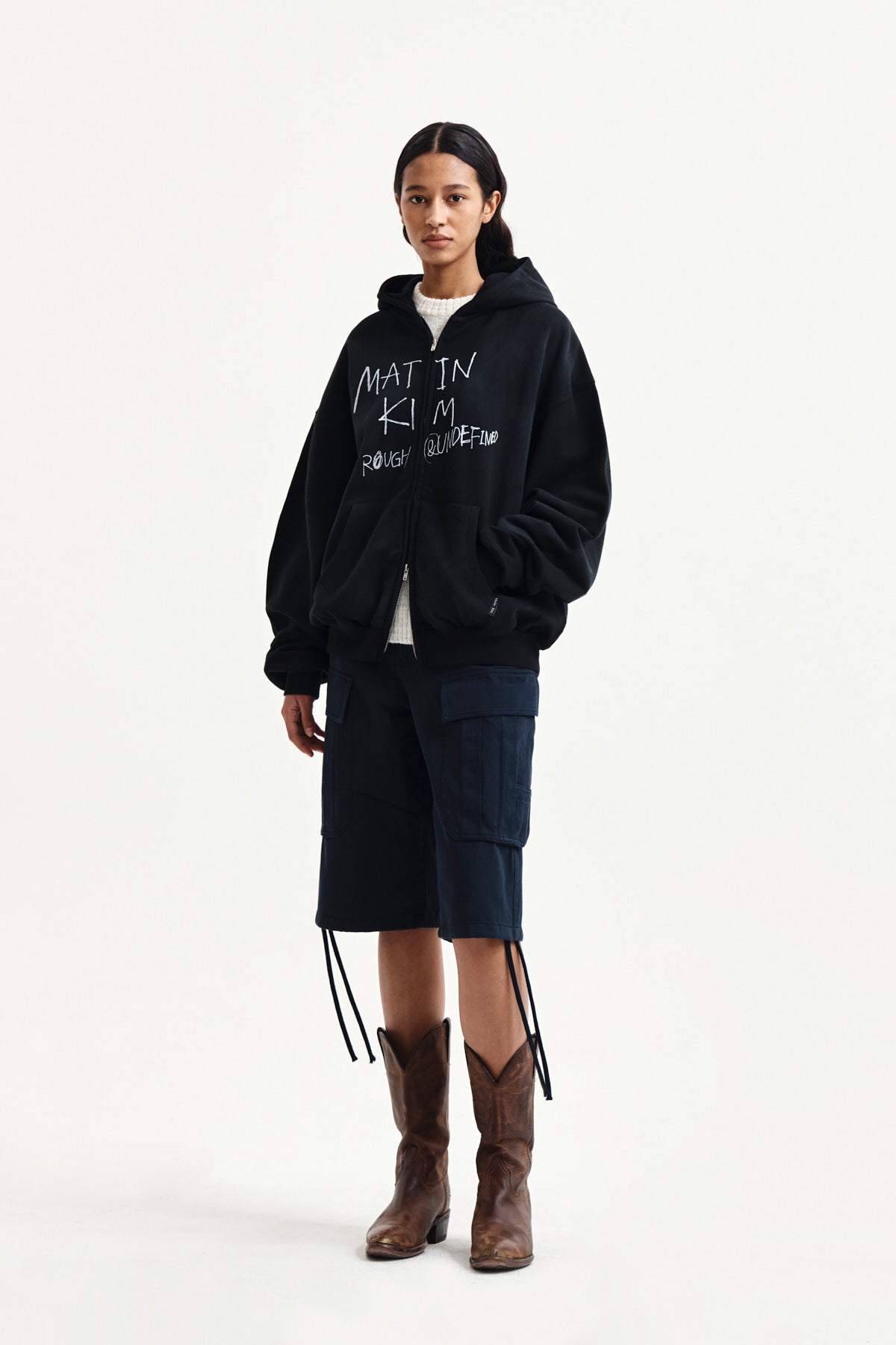 Matin Kim - Vintage Washed Graffiti Hoody Zip Up (Black) product image 9 | TRAB K-Fashion Australia