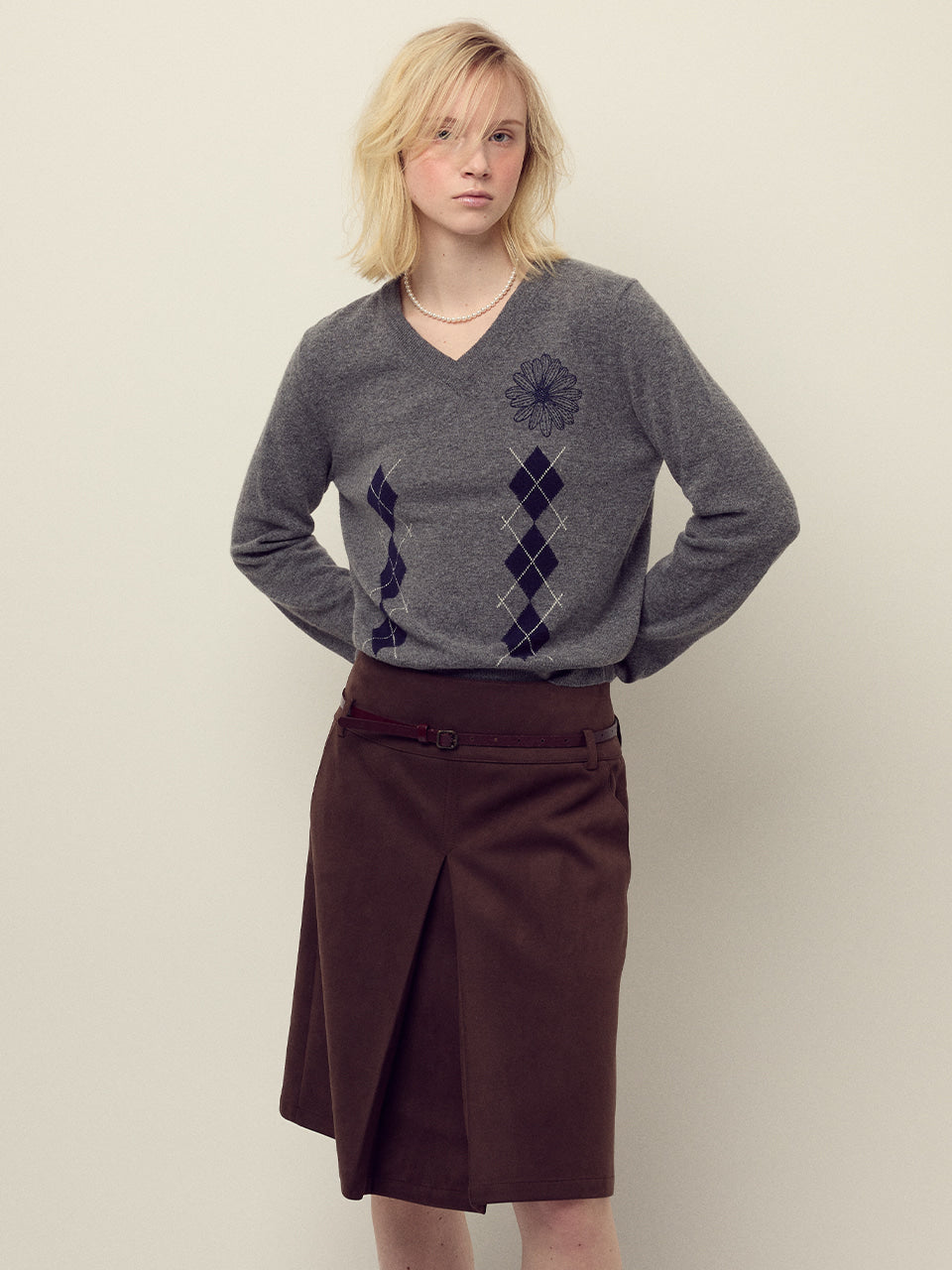 Mardi Mercredi - Suede A Line Midi Skirt (Brown) product image 1 | TRAB K-Fashion Australia