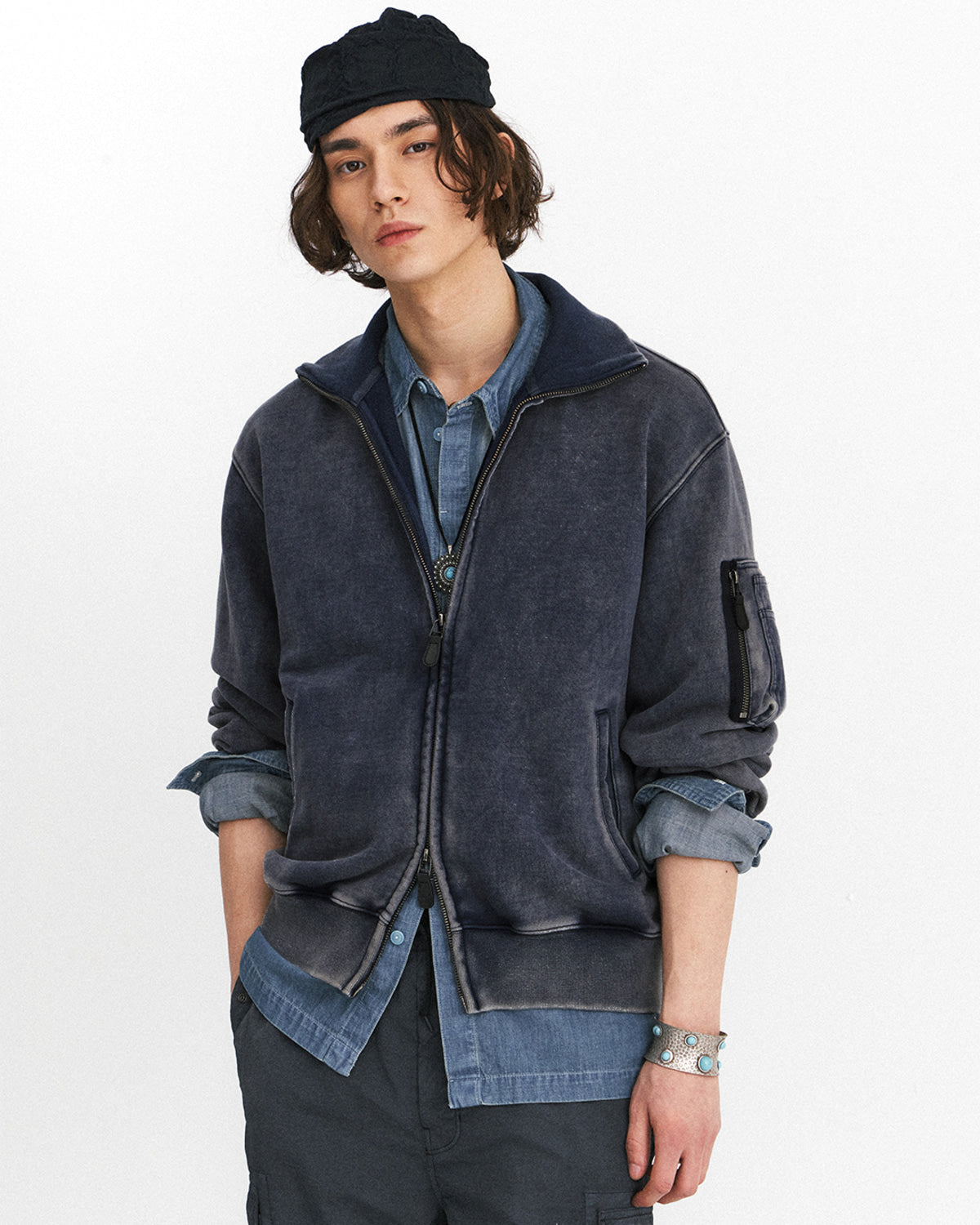 Eastlogue - Flight Zip Up Sweat (Vintage Navy) product image 3 | TRAB K-Fashion Australia