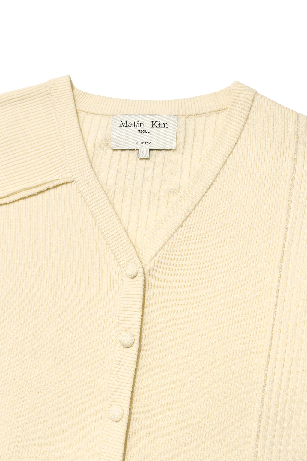 Matin Kim - Unbalance Cut Line Button Cardigan (Butter) product image 3 | TRAB K-Fashion Australia