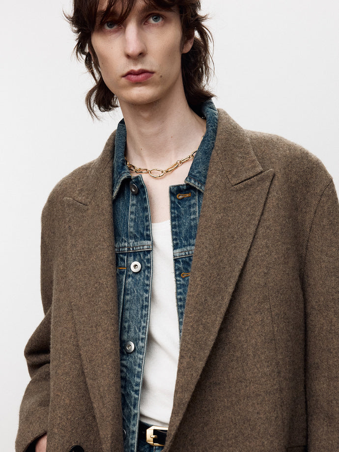 Tonywack - Hand-Made Wool And Camel Belted Coat (Melange Dark Camel) product image 9 | TRAB K-Fashion Australia