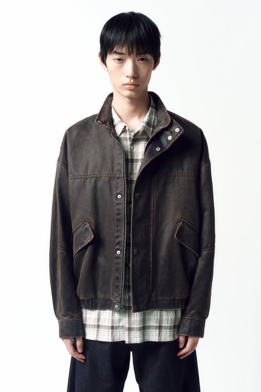 Insilence - Washed Faux Leather Jumper (Brown) product image 1 | TRAB K-Fashion Australia