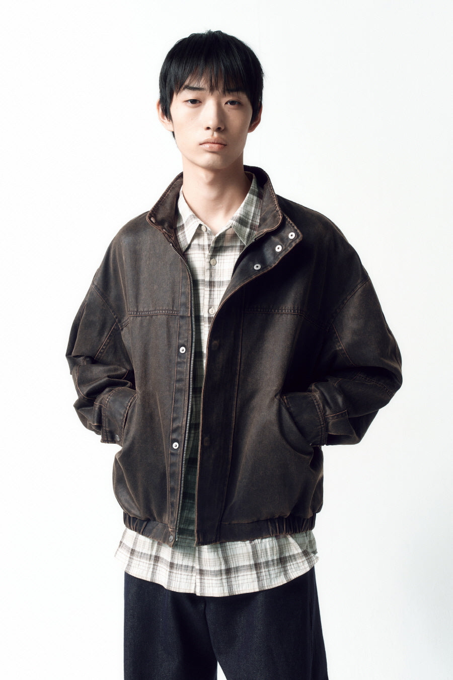 Insilence - Washed Faux Leather Jumper (Brown) product image 5 | TRAB K-Fashion Australia