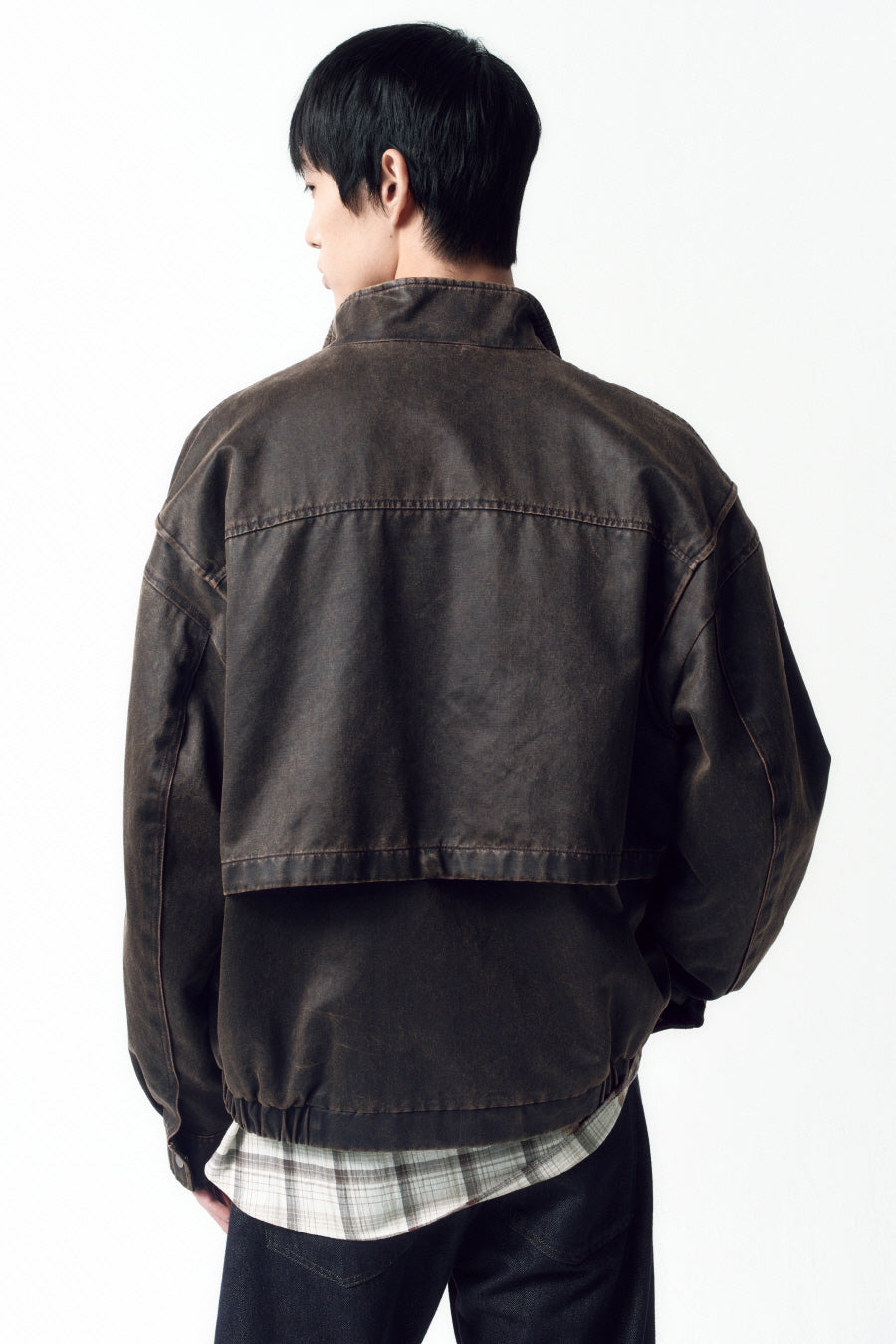 Insilence - Washed Faux Leather Jumper (Brown) product image 4 | TRAB K-Fashion Australia