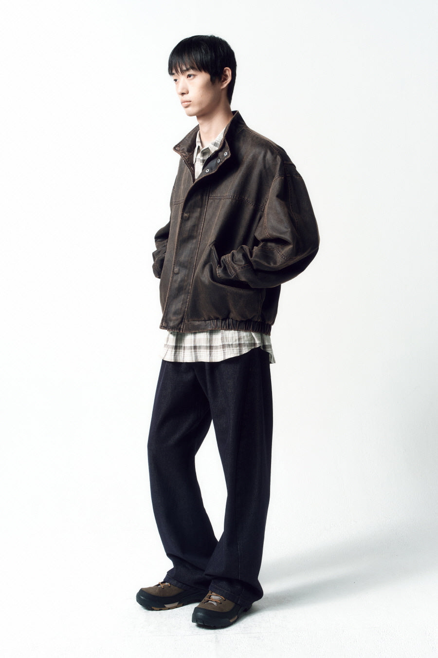 Insilence - Washed Faux Leather Jumper (Brown) product image 2 | TRAB K-Fashion Australia