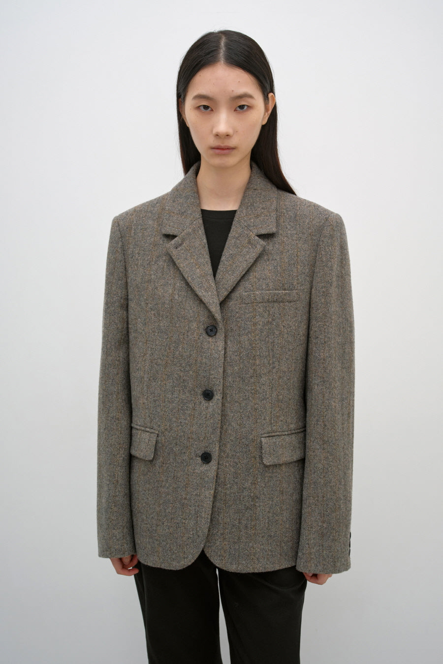 Insilence - Classic Three-Button Jacket (Melange Brown) product image 1 | TRAB K-Fashion Australia