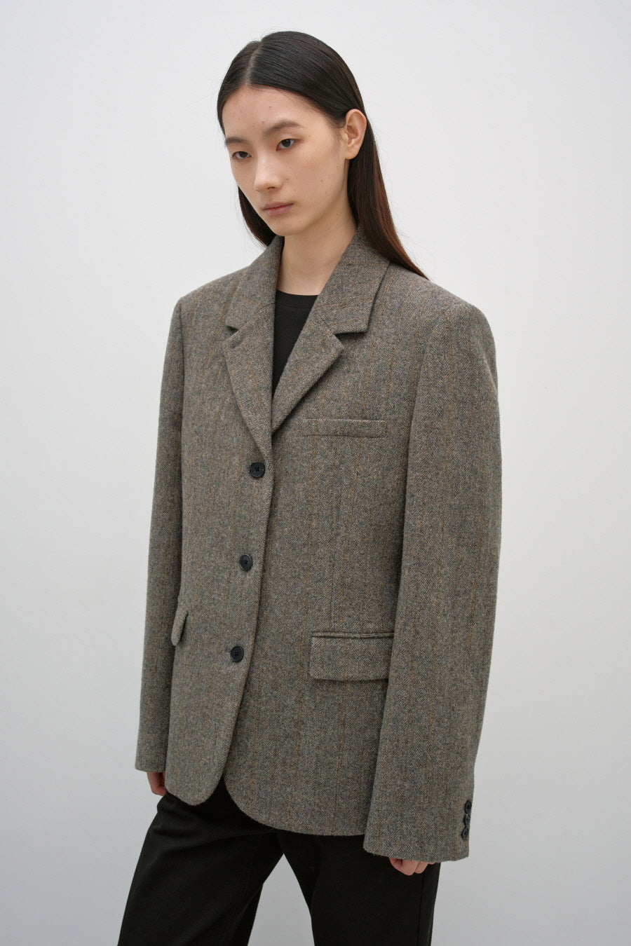Insilence - Classic Three-Button Jacket (Melange Brown) product image 2 | TRAB K-Fashion Australia