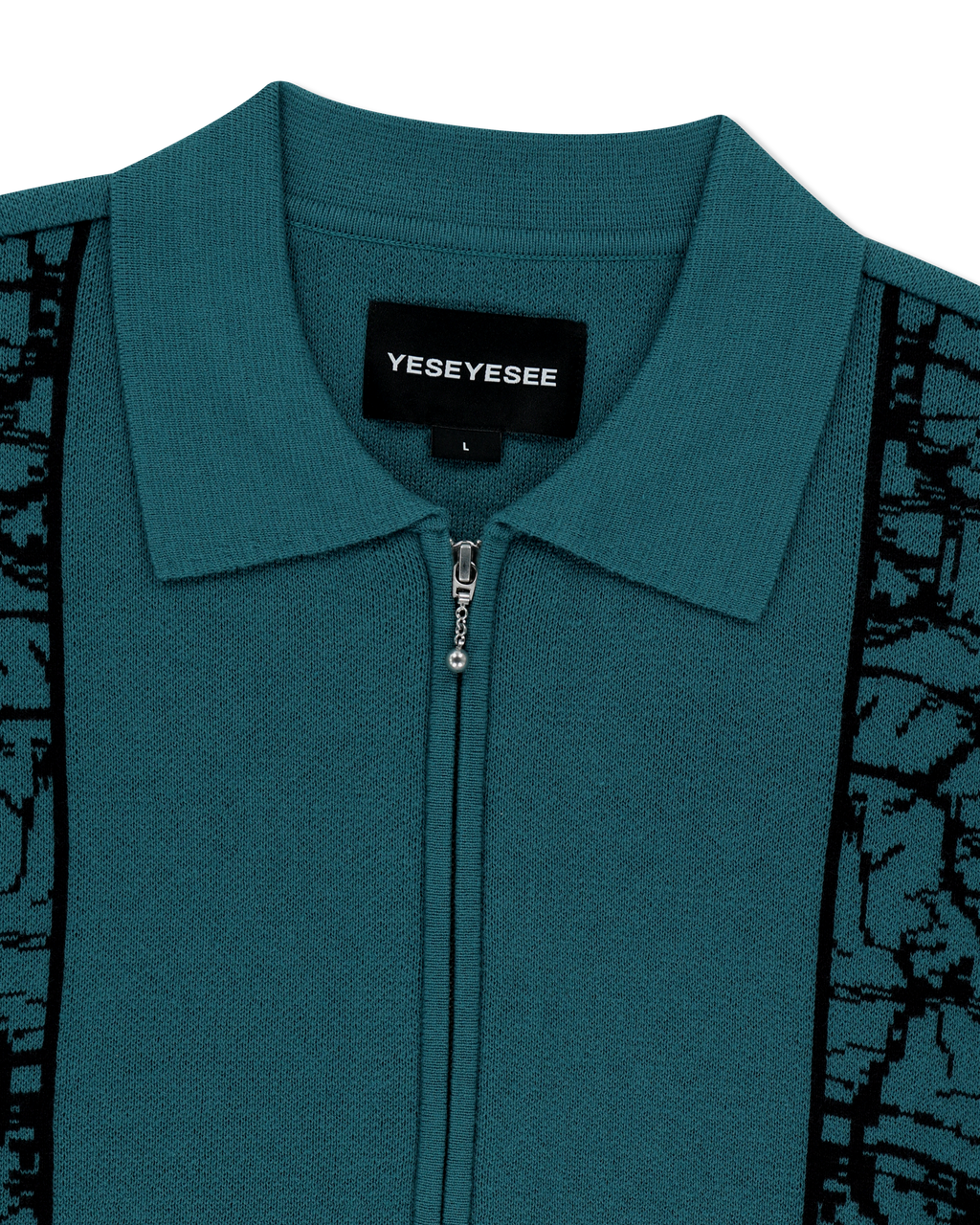 yeseyesee - Knit Zip Up Polo Cardigan (Teal) product image 3 | TRAB K-Fashion Australia