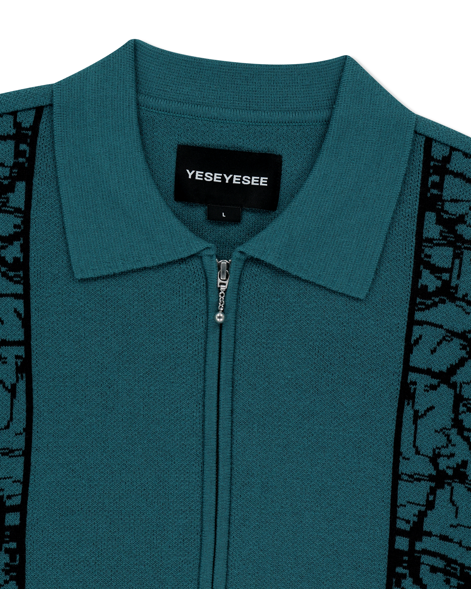 yeseyesee - Knit Zip Up Polo Cardigan (Teal) product image 3 | TRAB K-Fashion Australia