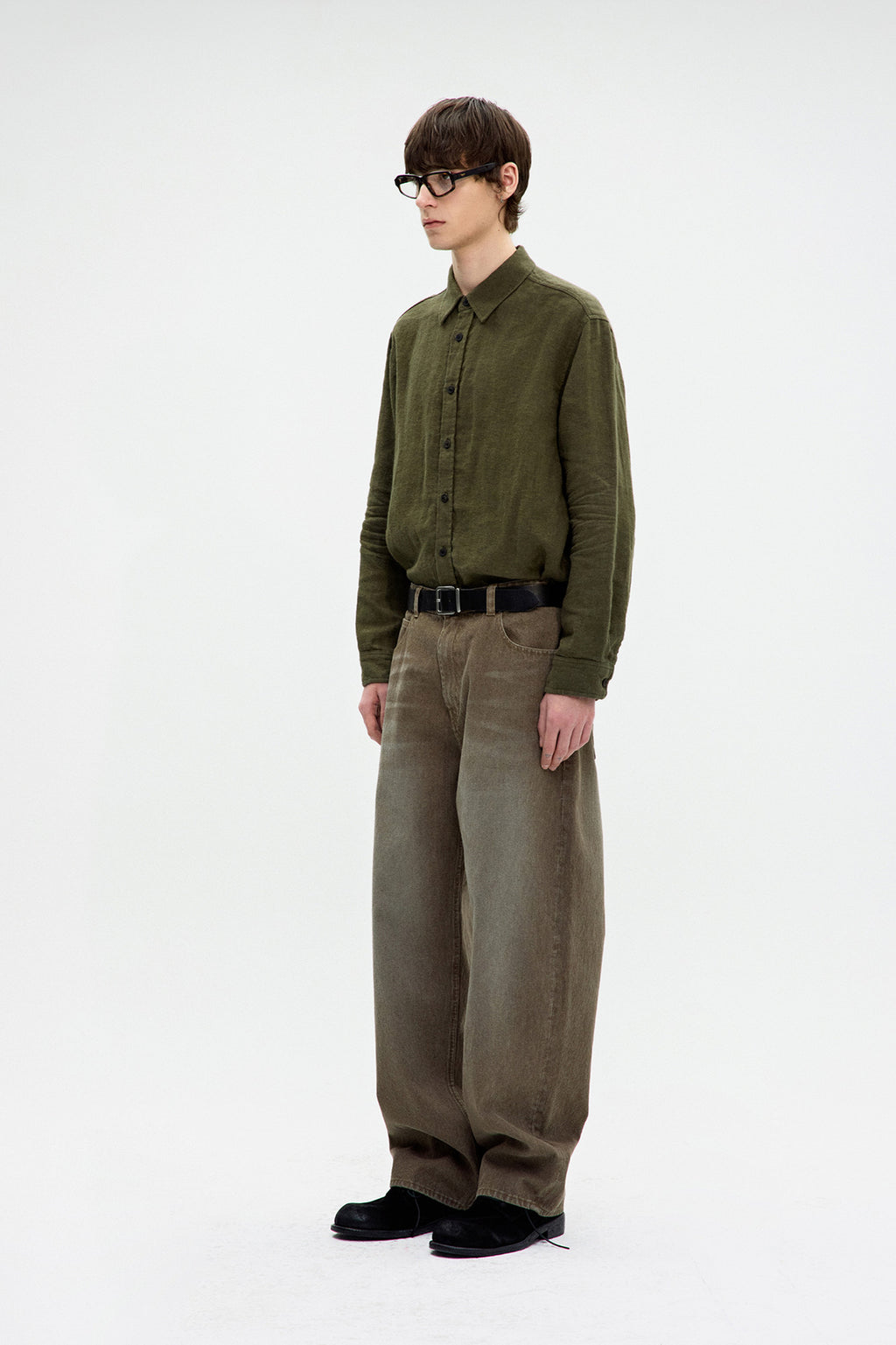 Coor - Embossed Pointed Linen Textured Shirt (Washed Khaki) product image 3 | TRAB K-Fashion Australia