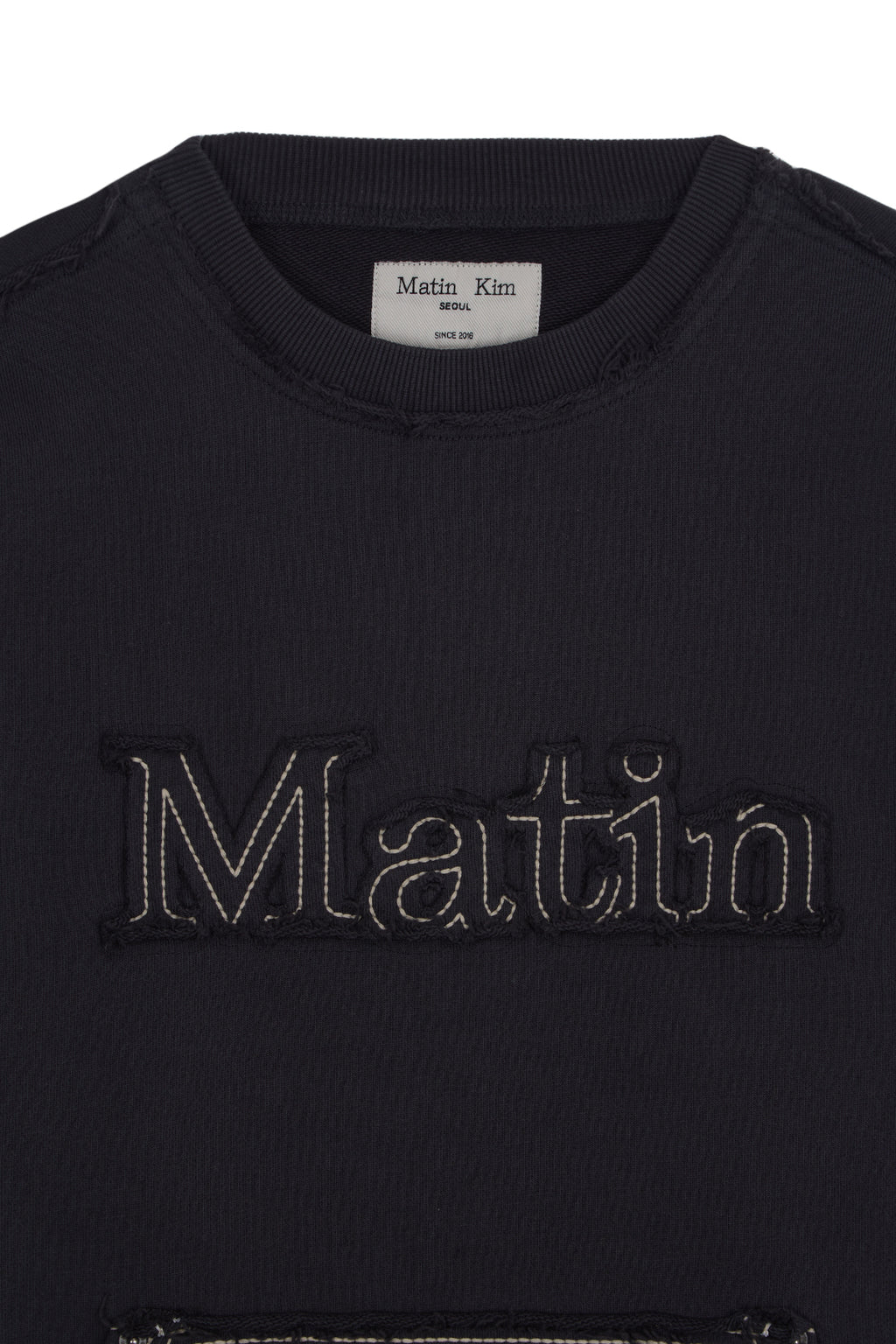 Matin Kim - Raw Cut Applique Sweatshirt (Charcoal) product image 3 | TRAB K-Fashion Australia