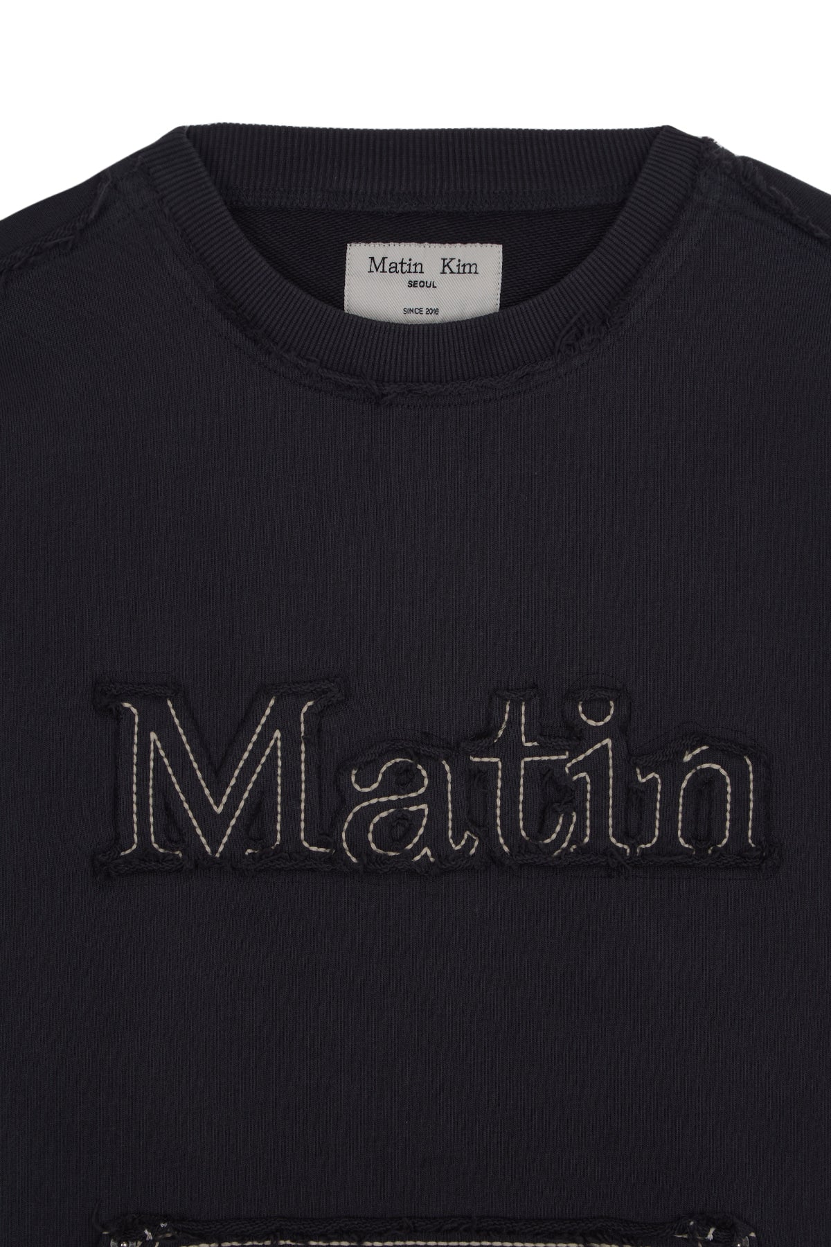 Matin Kim - Raw Cut Applique Sweatshirt (Charcoal) product image 3 | TRAB K-Fashion Australia