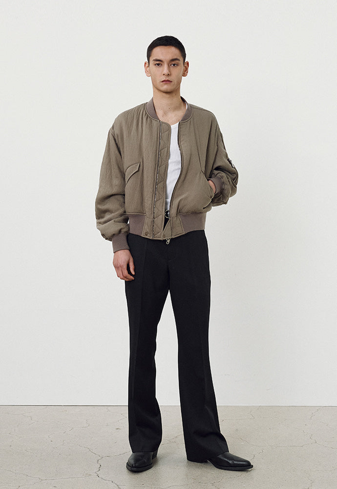 Tonywack - Silk Blend Brushed Bomber Jacket (Pale Olive) product image 3 | TRAB K-Fashion Australia