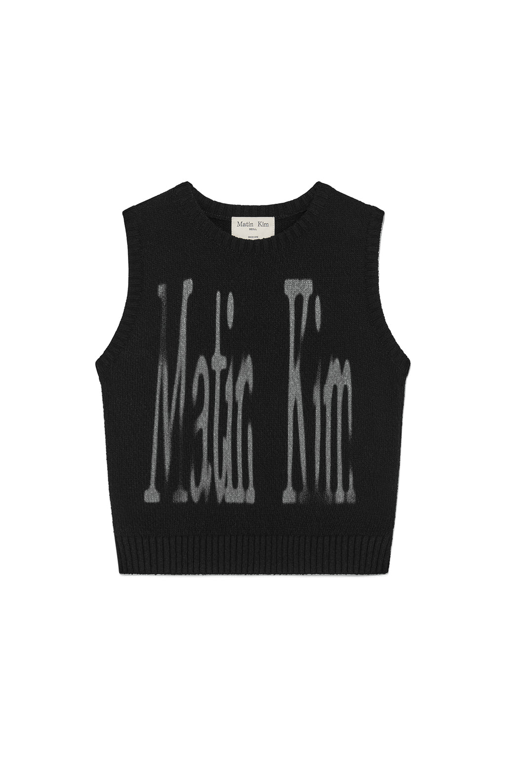 Matin Kim - Big Logo Printing Knit Vest (Black) product image 1 | TRAB K-Fashion Australia